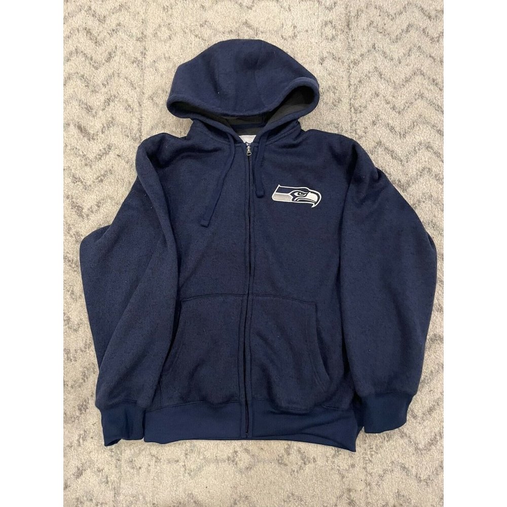 Seattle Seahawks Fleece Lined Full Zip Hoodie Authentic Team Apparel L Large